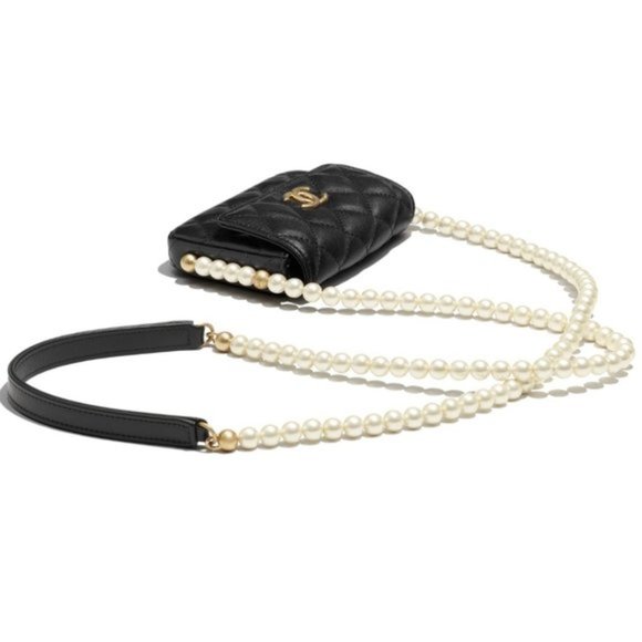Chanel Mini Clutch Bag Flap Card Holder with pearls chain NEW - Picture 11 of 14